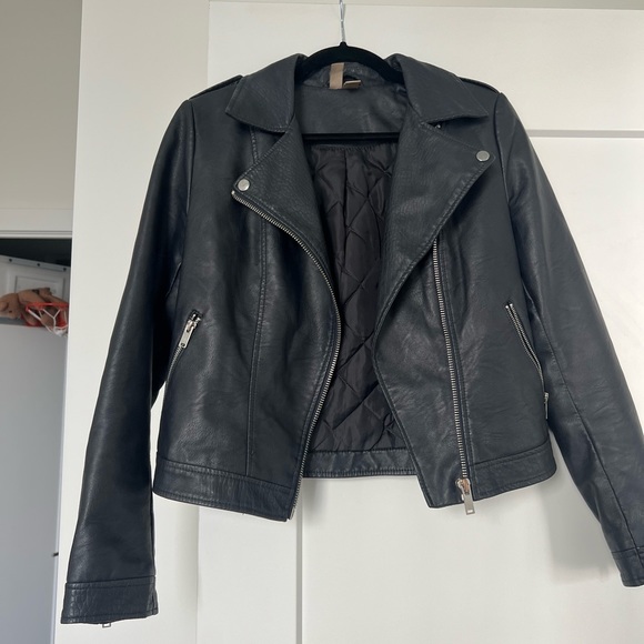 Navy vegan leather jacket - Picture 4 of 4